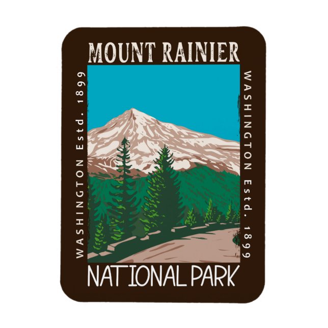 Mount Rainier National Park Vintage Distressed  Magnet (Vertical)