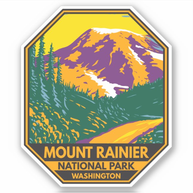 Mount Rainier National Park Washington Retro (Front)