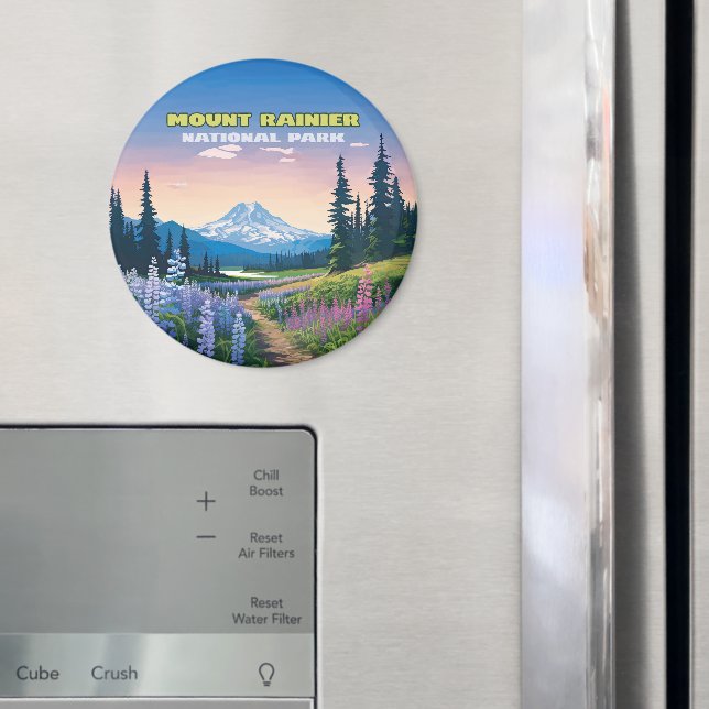 Mount Rainier National Park Washington Retro Magnet (In Situ (Fridge))