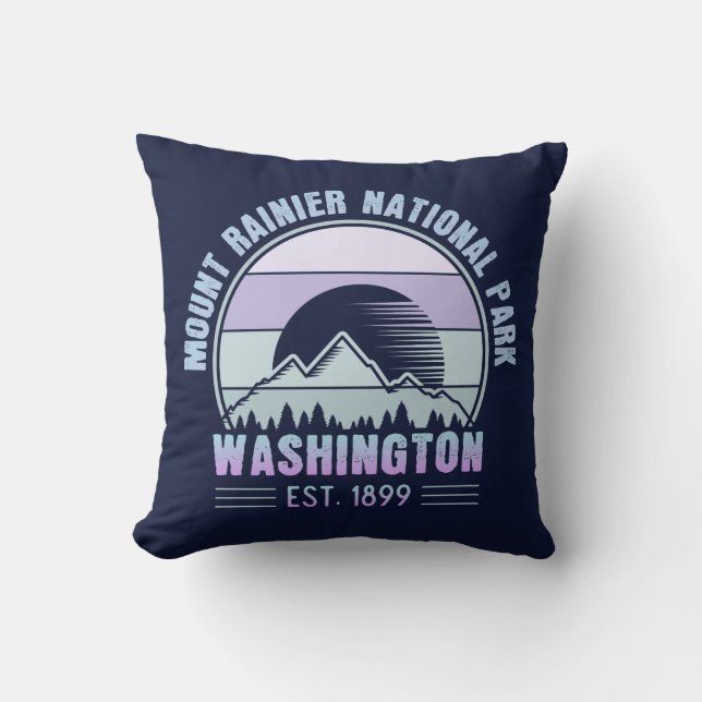 Mount Rainier National Park Washington USA Retro Cushion (Front)