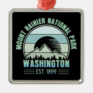 Mount Rainier National Park Washington USA Retro Metal Tree Decoration