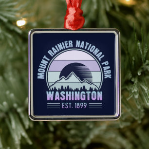 Mount Rainier National Park Washington USA Retro Metal Tree Decoration
