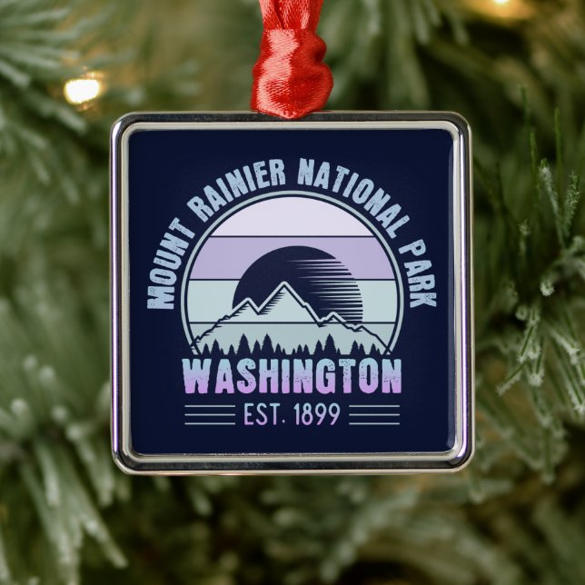 Mount Rainier National Park Washington USA Retro Metal Tree Decoration (Tree)