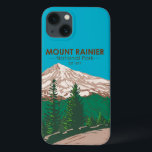 Mount Rainier National Park Washington Vintage iPhone 13 Case<br><div class="desc">Mount Rainier vector artwork design. The park is surrounded by valleys,  waterfalls,  and subalpine meadows.</div>