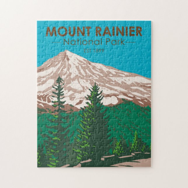 Mount Rainier National Park Washington Vintage  Jigsaw Puzzle (Vertical)