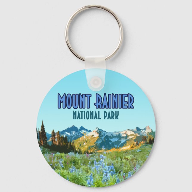 Mount Rainier National Park Washington Vintage Key Ring (Front)