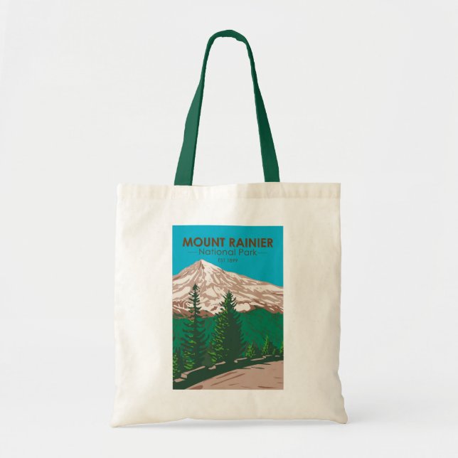 Mount Rainier National Park Washington Vintage  Tote Bag (Front)