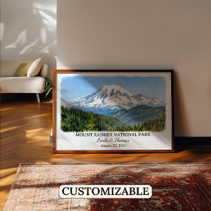 Mount Rainier National Park Washington Watercolor Poster