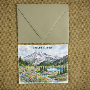 Mount Rainier National Park Watercolor Art Postcard