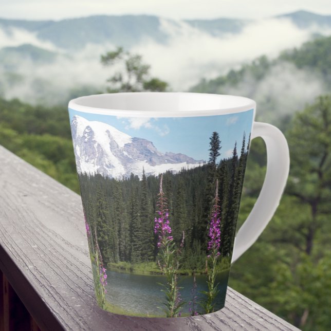Mount Rainier National Park Wildflowers Landscape Latte Mug (In Situ Outside)