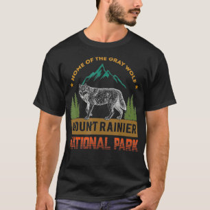 Mount Rainier National Park Wolf Vintage Men Women T-Shirt