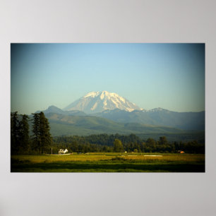 Mount Rainier over Farm Print