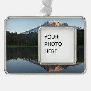 Mount Rainier Reflected Sunrise I Silver Plated Framed Ornament