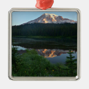 Mount Rainier Reflected Sunrise II Metal Tree Decoration