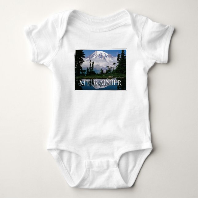 Mount Rainier | Reflection in a Mountain Pond Baby Bodysuit (Front)