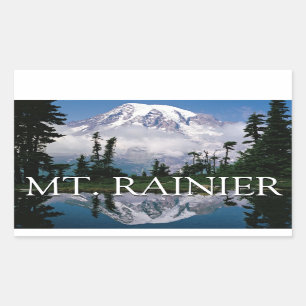 Mount Rainier   Reflection in a Mountain Pond Rectangular Sticker