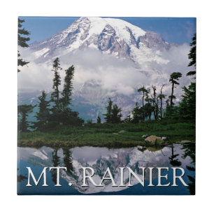 Mount Rainier   Reflection in a Mountain Pond Tile