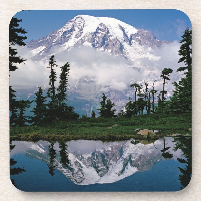 Mount Rainier relected in a mountain tarn Coaster (Front)