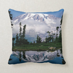 Mount Rainier relected in a mountain tarn Cushion