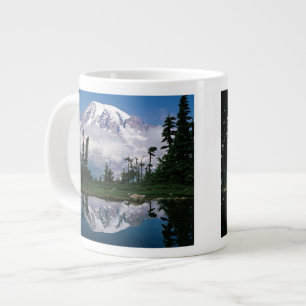 Mount Rainier relected in a mountain tarn Large Coffee Mug