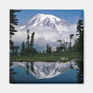 Mount Rainier relected in a mountain tarn Magnet