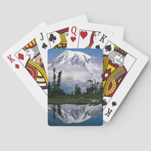 Mount Rainier relected in a mountain tarn Playing Cards (Back)