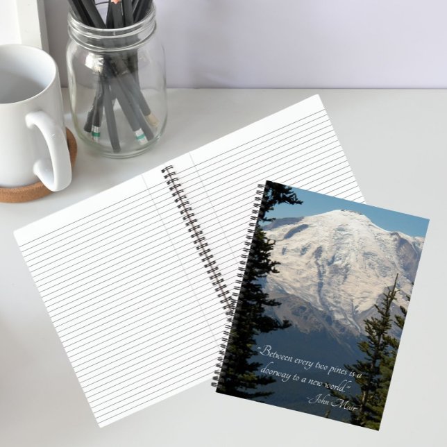 Mount Rainier Scenery with John Muir Quote Notebook (In Situ)