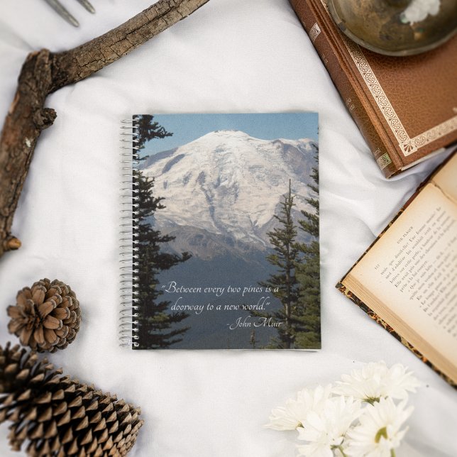 Mount Rainier Scenery with John Muir Quote Notebook (In Situ)