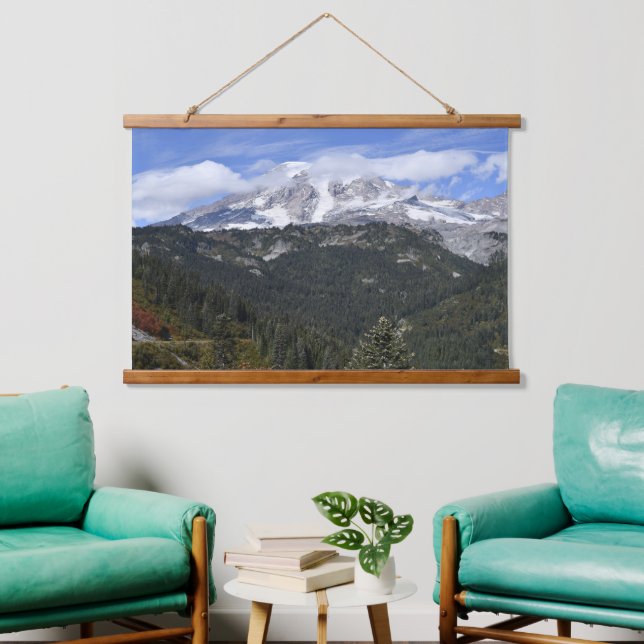 Mount Rainier Scenic Valley Landscape Hanging Tapestry (Living Room)