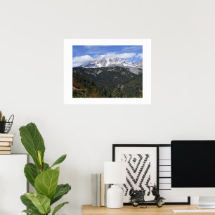 Mount Rainier Scenic Valley Landscape Poster