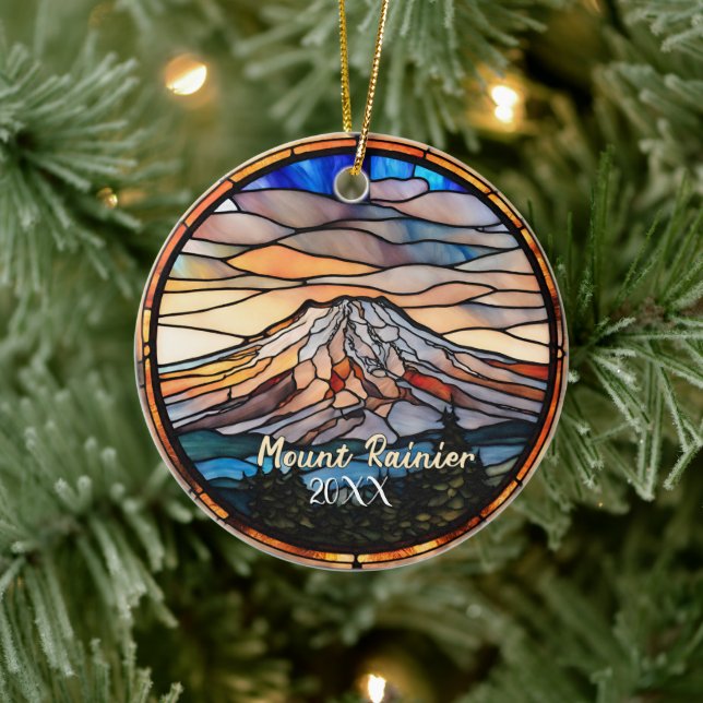 Mount Rainier Vacation Souvenir  Ceramic Tree Decoration (Tree)
