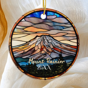 Mount Rainier Vacation Souvenir Ceramic Tree Decoration