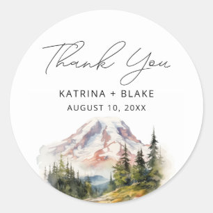 Mount Rainier Washington Thank You Classic Round Sticker