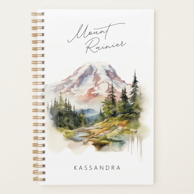 Mount Rainier Washington Watercolor  Planner (Front)