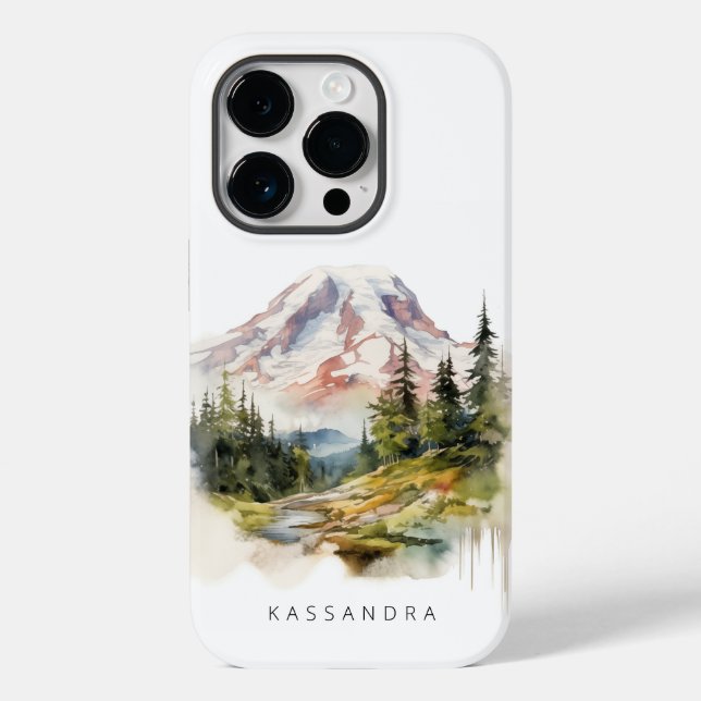 Mount Rainier Watercolor Scenery Case-Mate iPhone Case (Back)