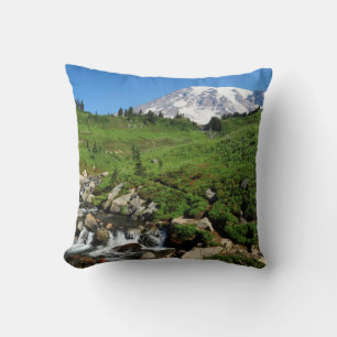 Mount Rainier, waterfall, snow-covered Cushion