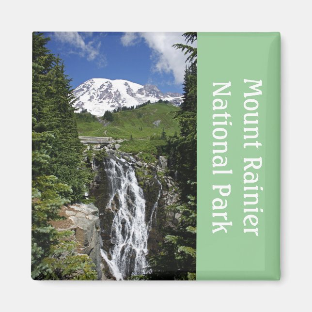 Mount Rainier with Waterfall Magnet (Front)