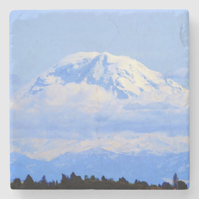 Mount Ranier Stone Coaster (Front)