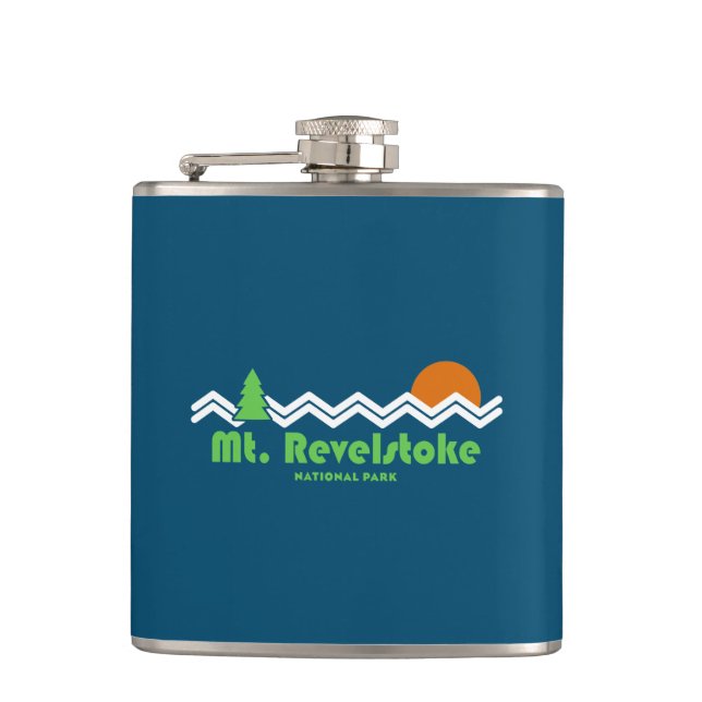 Mount Revelstoke National Park Retro Hip Flask (Front)