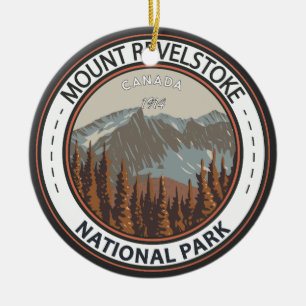Mount Revelstoke National Park Travel Art Badge Ceramic Tree Decoration