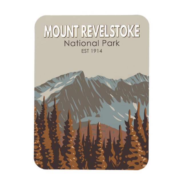 Mount Revelstoke National Park Travel Art Vintage Magnet (Vertical)