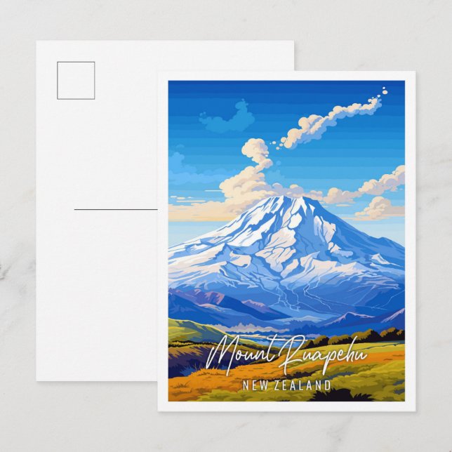 Mount Ruapehu New Zealand vintage travel  Postcard (Front/Back)