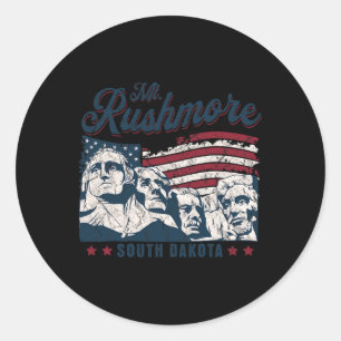 Mount Rushmore 4th Of July Celebrating Usa Flag Mt Classic Round Sticker