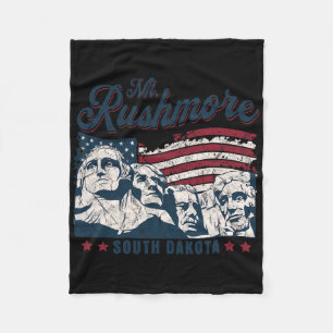 Mount Rushmore 4th Of July Celebrating Usa Flag Mt Fleece Blanket