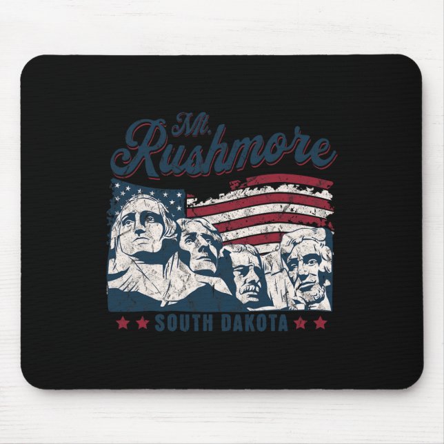 Mount Rushmore 4th Of July Celebrating Usa Flag Mt Mouse Mat (Front)
