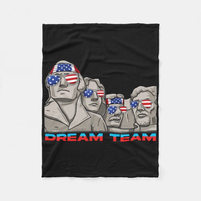 Mount Rushmore 4th Of July Funny Patriotic Preside Fleece Blanket (Front)