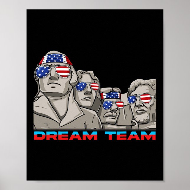 Mount Rushmore 4th Of July Funny Patriotic Preside Poster (Front)