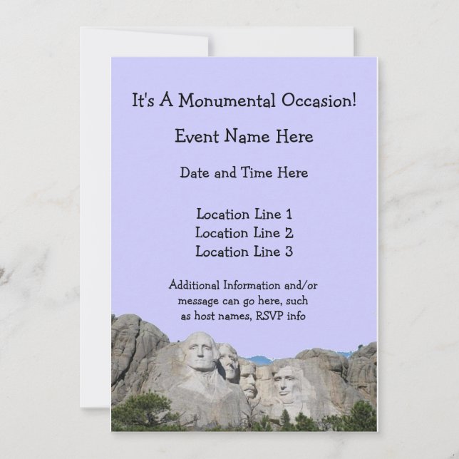 Mount Rushmore Custom Invitations (Front)