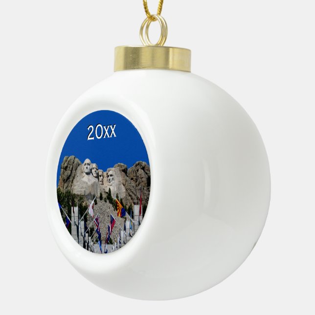Mount Rushmore Customisable Photo Souvenir Ceramic Ball Christmas Ornament (Right)