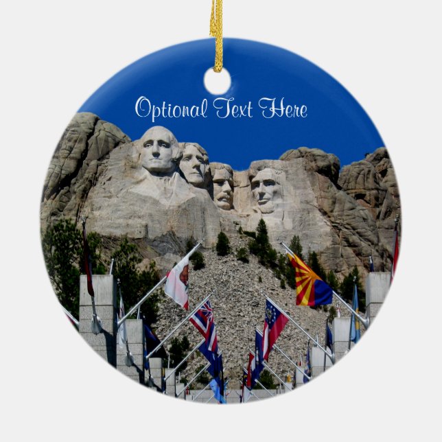 Mount Rushmore Customisable Photo Souvenir Ceramic Tree Decoration (Back)